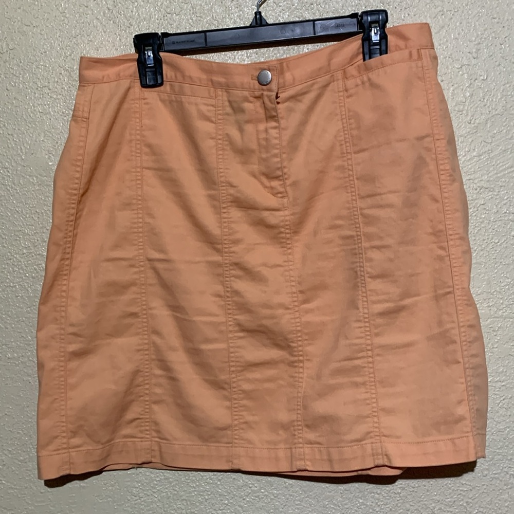 Jones New York Skirt 14 Peach Orange Midi 4-Pocket  Cotton
